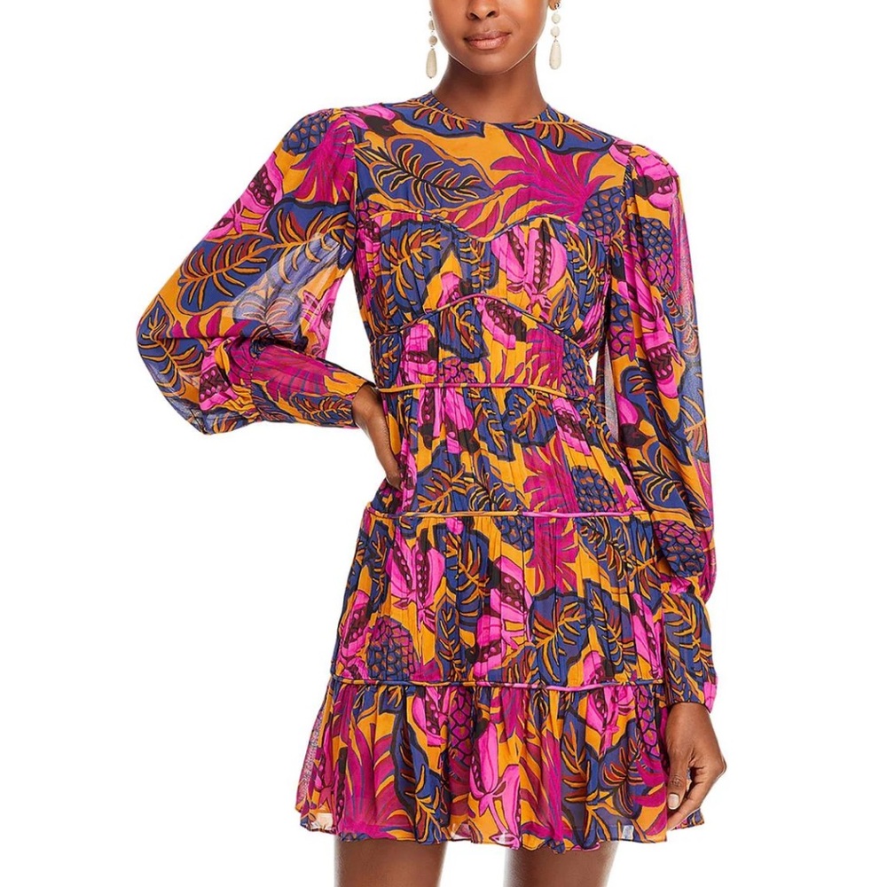 FARM Rio Fruit Dream Yellow Long Sleeve Mini Dress